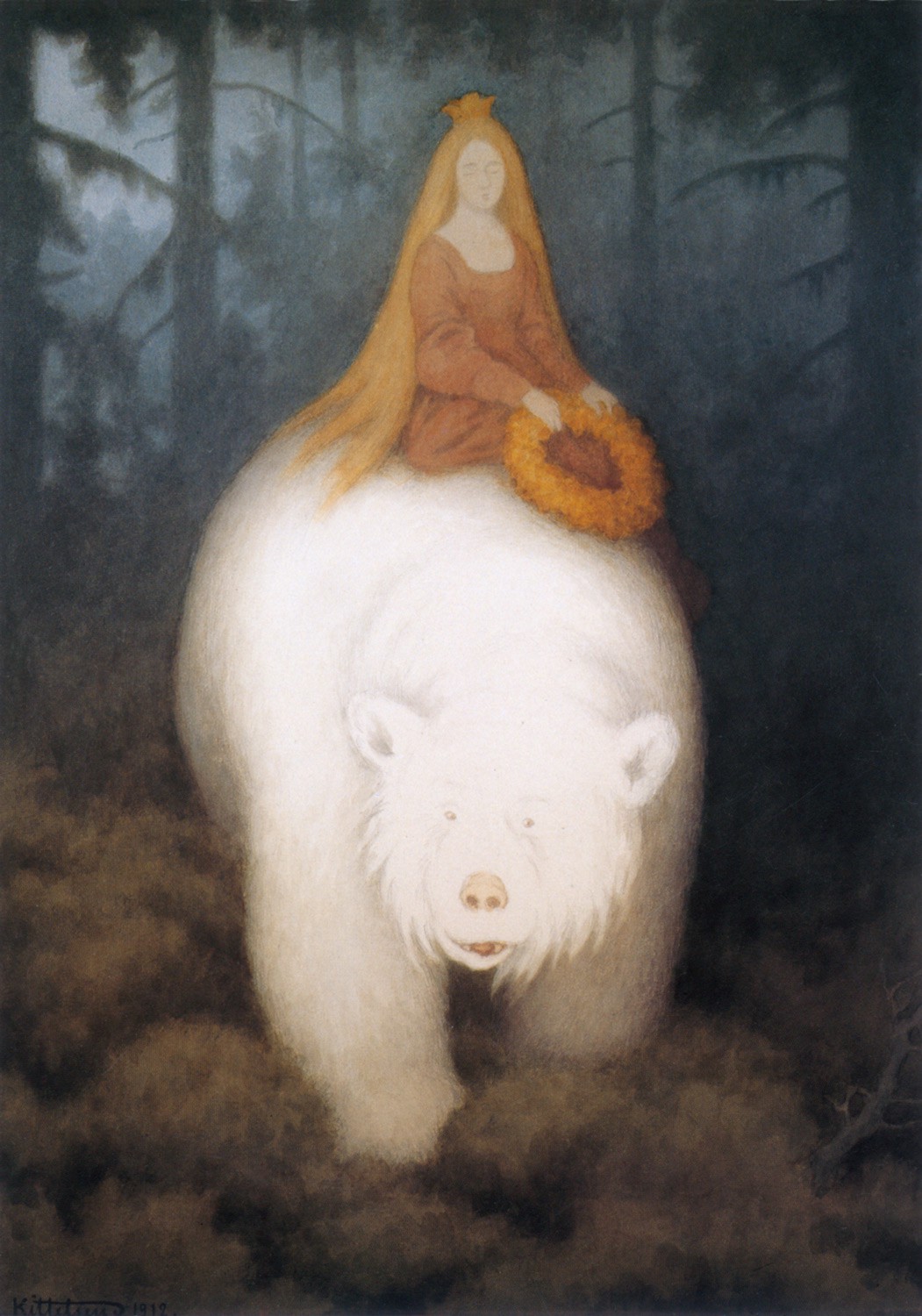The Norwegian fairy tale White-Bear-King-Valemon painted by Norwegian artist Theodor Kittelsen